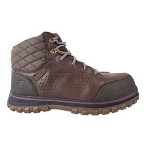 Skechers Mccoll Work Boot Composite Toe Womens 8 Wide Brown Leather WP